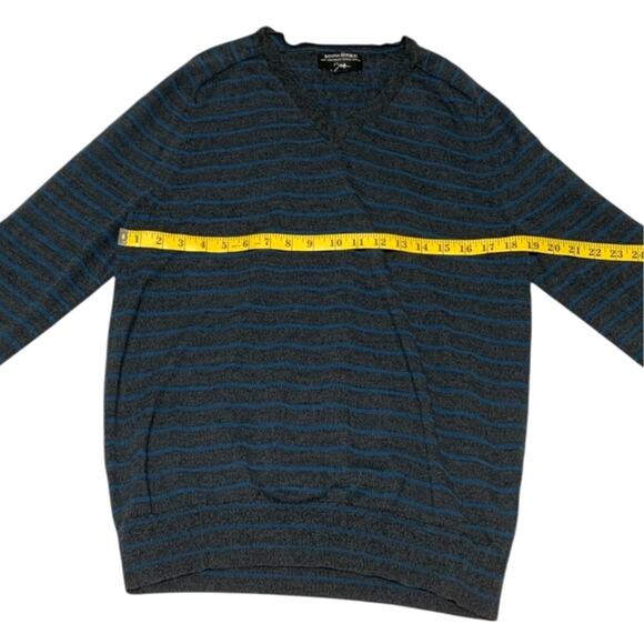 Men's BANANA REPUBLIC L V-Neck Sweater Gray Blue Italian Merino Wool Baruffa - Picture 4 of 8